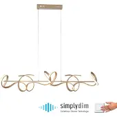 JUST LIGHT Pendellampa Curls, dimbar, Brun / mässing, Vardagsrum / matsal, Aluminium / grå / zink, Modern