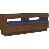 vidaXL Tv-bänk med LED-belysning brun ek 100x35x40 cm