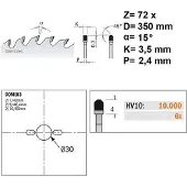 Cmt Sågklinga för trä 237; 350x3,5x30; Z72; 15°