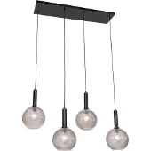 QAZQA Design Hänglampa Svart med Rökglas 4-ljus - Chico