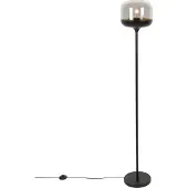 QAZQA Design golvlampa svart med guld och rökglas - Kyan