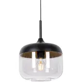 QAZQA Design Hänglampa svart med guld och rökglas - Kyan