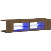 vidaXL Tv-bänk med LED-belysning brun ek 135x39x30 cm