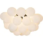 QAZQA Art Deco taklampa svart med opalglas 6-ljus - Uvas