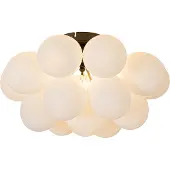 QAZQA Art Deco taklampa svart med opalglas 4-ljus - Uvas