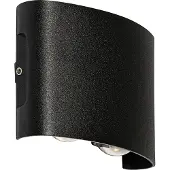 QAZQA Utomhusvägglampa svart inkl LED 4-ljus IP54 - Silly