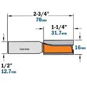 Cmt Rak notfräs ; S=1/2''; D=16 mm