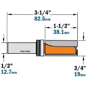 Cmt Rak notfräs ; S=1/2''; D=19 mm; med kullager