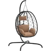 vidaXL Hängande stol med dyna taupe konstrotting & stål