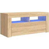 vidaXL TV-bänk med LED-belysning sonoma-ek 90x35x40 cm
