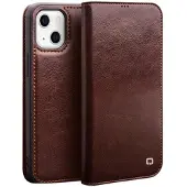 Qialino Classic iPhone 13 Mini Läder Plånboksfodral - Brun