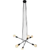 QAZQA Modern pendellampa svart 80 cm 6-ljus - Sydney