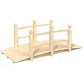 vidaXL Trädgårdsbro med räcken 150x67x56cm massivt granträ