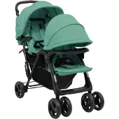 vidaXL Tandem Tvillingvagn Grön Stål