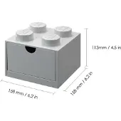 LEGO Förvaringslåda - 4 Knoppar - 15x15x9 - Grå - - One Size - Låda