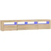 vidaXL Tv-bänk med LED-belysning sonoma ek 210x35x40 cm