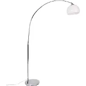 QAZQA Modern båglampa krom med vit kupa - Arc Basic