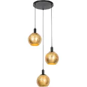 QAZQA Design Hänglampa svart med guldglas 3-ljus - Bert
