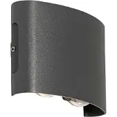 QAZQA Utomhusvägglampa mörkgrå inkl LED 4-ljus IP54 - Silly