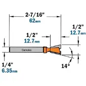 Cmt Grad- / sinkfräs ; S=1/4''; D=12,7 mm