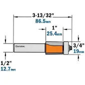 Cmt Kopieringsfräs ; S=1/2''; D=19 mm