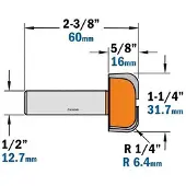 Cmt Hålkärlsfräs ; S=1/2''; D=31,7 mm