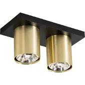 QAZQA Modern takspotlight svart med guld 2-ljus - Tubo