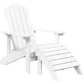 vidaXL Adirondackstol med fotpall HDPE vit