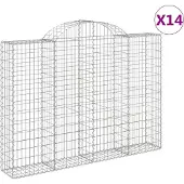 vidaXL Gabioner bågformade 14 st 200x30x140/160 cm galvaniserat järn