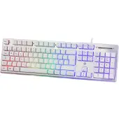 Deltaco Gamingtangentbord med RGB-belysning och nordisk layout - vit