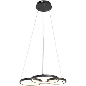 QAZQA Hänglampa svart inkl LED 3-stegs dimbar 3-ljus - Rondas