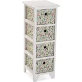 Jamon Armoire Étagère de salle de bain Acuarela - 72 x 30 x 25 cm - Commode avec 4 tiroirs de rangement en Bois - Blanc - Versa vit