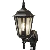 Konstsmide Utomhus vägglampa med rörelsesensor FIRENZE, Svart, Glas, Lantlig / rustik