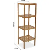 Jamon Badrumsskåp med hyllor Louis - 110 x 33 x 34 cm - 4 organiseringshyllor i Bambu - Brun - Versa brun