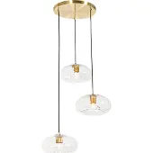 QAZQA Art Deco Hänglampa guld med glasrund 3-ljus - Ayesha