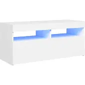 vidaXL TV-skåp med LED-belysning vit 90x35x40 cm