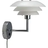 Dyberg Larsen Vägglampa DL20, dimbar, Förkromad / silver, Vardagsrum / matsal, Glas, Skandinavisk, Vägglampa, vägglampa inomhus