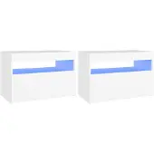 vidaXL TV-bänk med LED-belysning 2 delar vit 60x35x40 cm