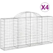 vidaXL Gabioner bågformade 4 st 200x30x100/120 cm galvaniserat järn