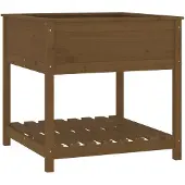 vidaXL Odlingslåda med hylla honungsbrun 82,5x82,5x81 cm massiv furu