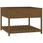 vidaXL Odlingslåda med hylla honungsbrun 111,5x111,5x81 cm massiv furu