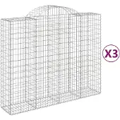 vidaXL Gabionkorgar, 3 st, 200X50X160/180 cm, Galvaniserat Järn
