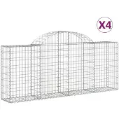 vidaXL Gabioner bågformade 4 st 200x30x80/100 cm galvaniserat järn