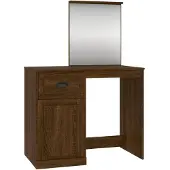 vidaXL Sminkbord Med Spegel, Brun Ek, 90X50X132,5 Cm