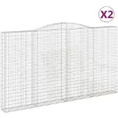 vidaXL Gabioner bågformade 2 st 400x30x220/240 cm galvaniserat järn