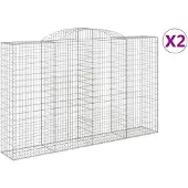 vidaXL Gabioner bågformade 2 st 300x50x180/200 cm galvaniserat järn