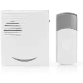 Nedis Trådlösa dörrklockan | Batteridriven | 3 V DC | 1x CR2032 | Volym: 80 dB | Signalområde: 300 m | IP44 | 36 Melodier | 1 Mottagare | Grå / Vit