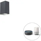 QAZQA Smart vägglampa mörkgrå IP44 inkl 2 Wifi GU10 - Baleno