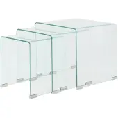 vidaXL Set med Inskjutbara Bord, 3 st, Härdat Glas
