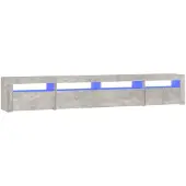 vidaXL Tv-bänk med LED-belysning betonggrå 240x35x40 cm